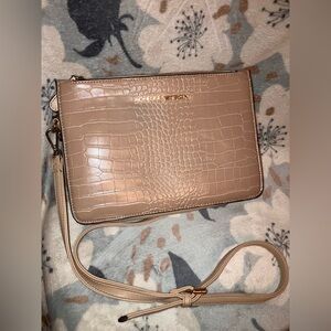 Adrienne Vittadini Tan Crocodile Embossed Crossbody/Clutch